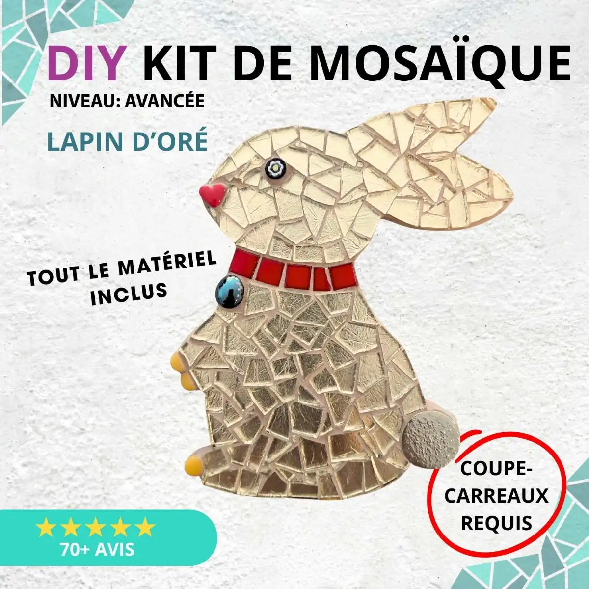 Kit mosaïque lapin d'oré