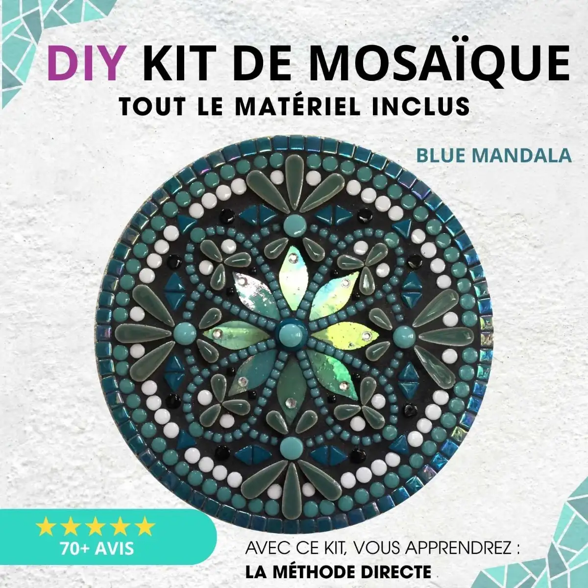 Kit de mosaïque mandala bleu à faire soi-même – Pour adultes